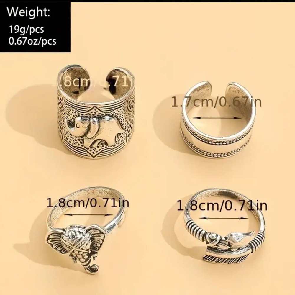 🌷5 For $15🌷Boho Stackable Ring Set - 4 Rings! - Picture 2 of 4